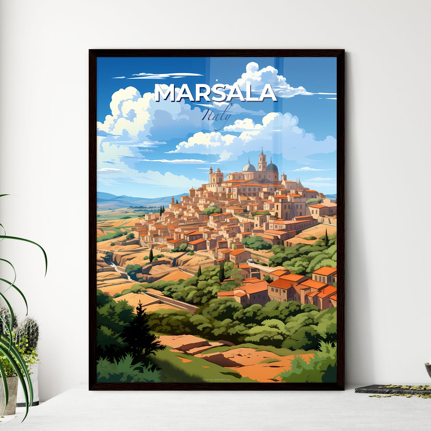 Marsala, Italy, A Poster of a city on a hill Default Title