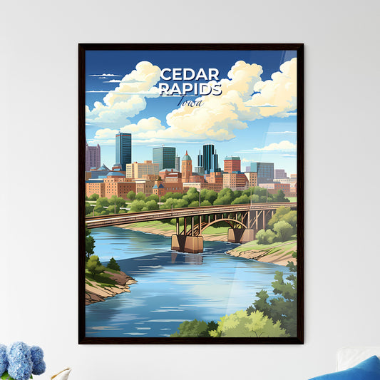 Cedar Rapids, Iowa, A Poster of a bridge over a river with trees and buildings in the background Default Title