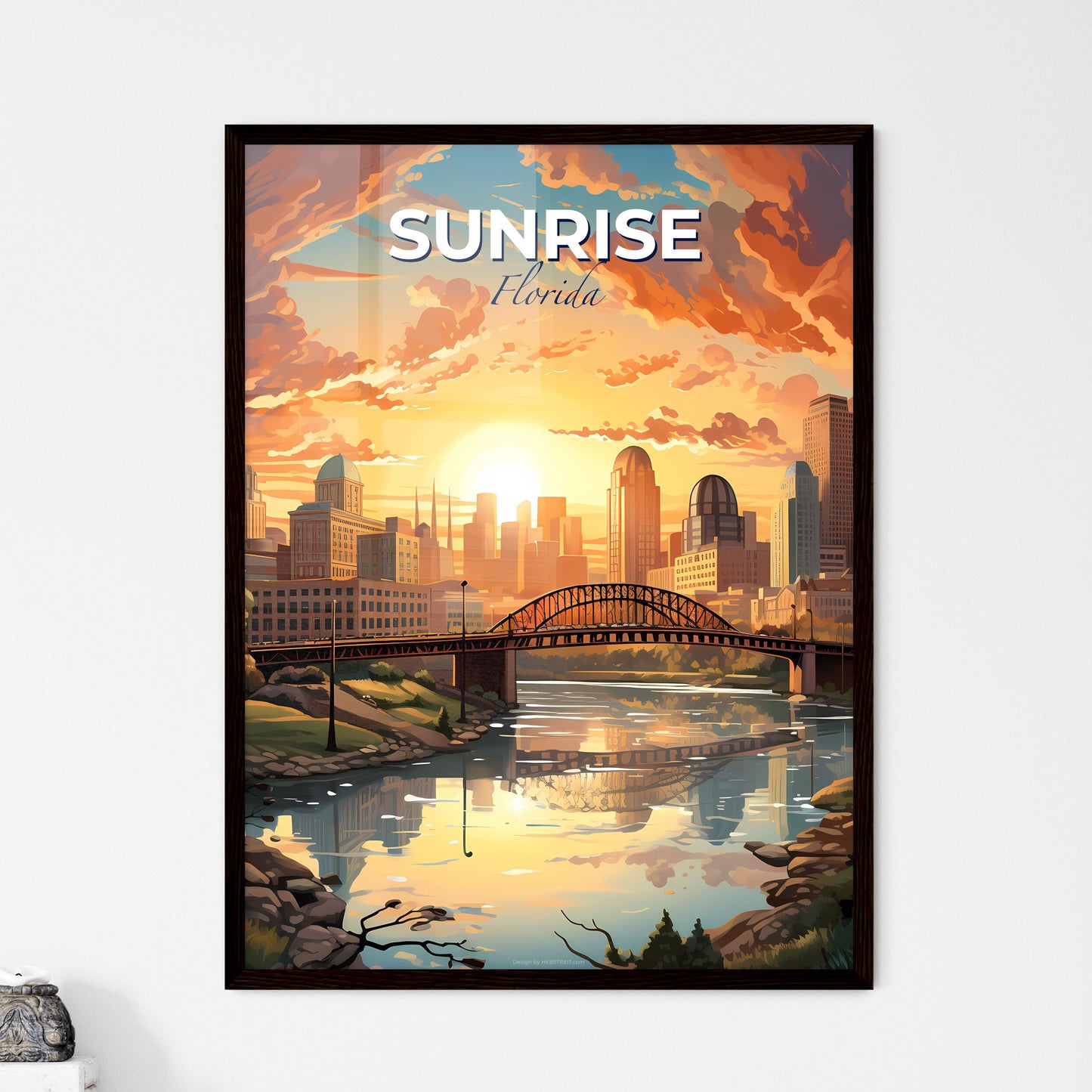 Sunrise, Florida, A Poster of a bridge over a river with a city in the background Default Title