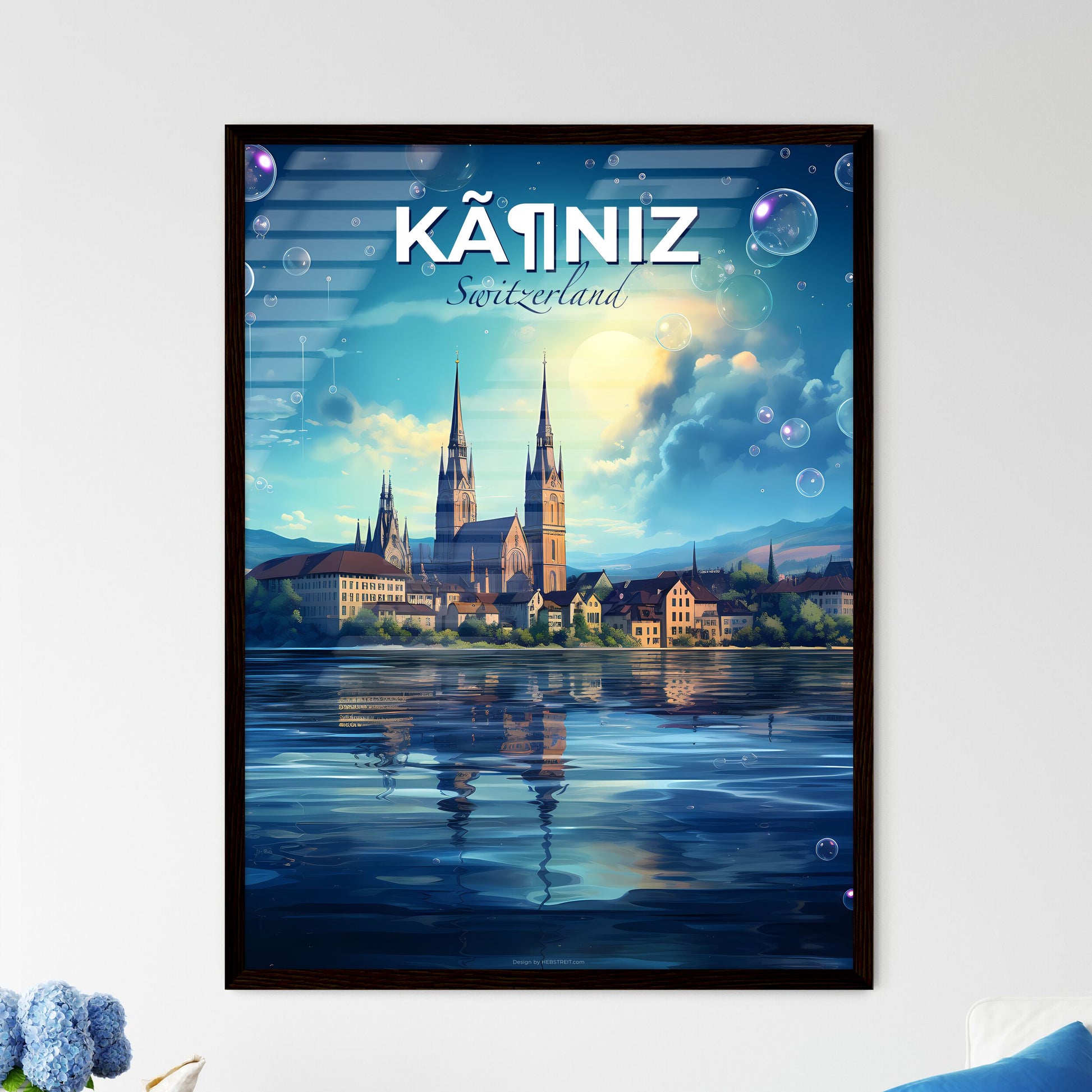 Kã¶Niz, Switzerland, A Poster of a city on the water Default Title