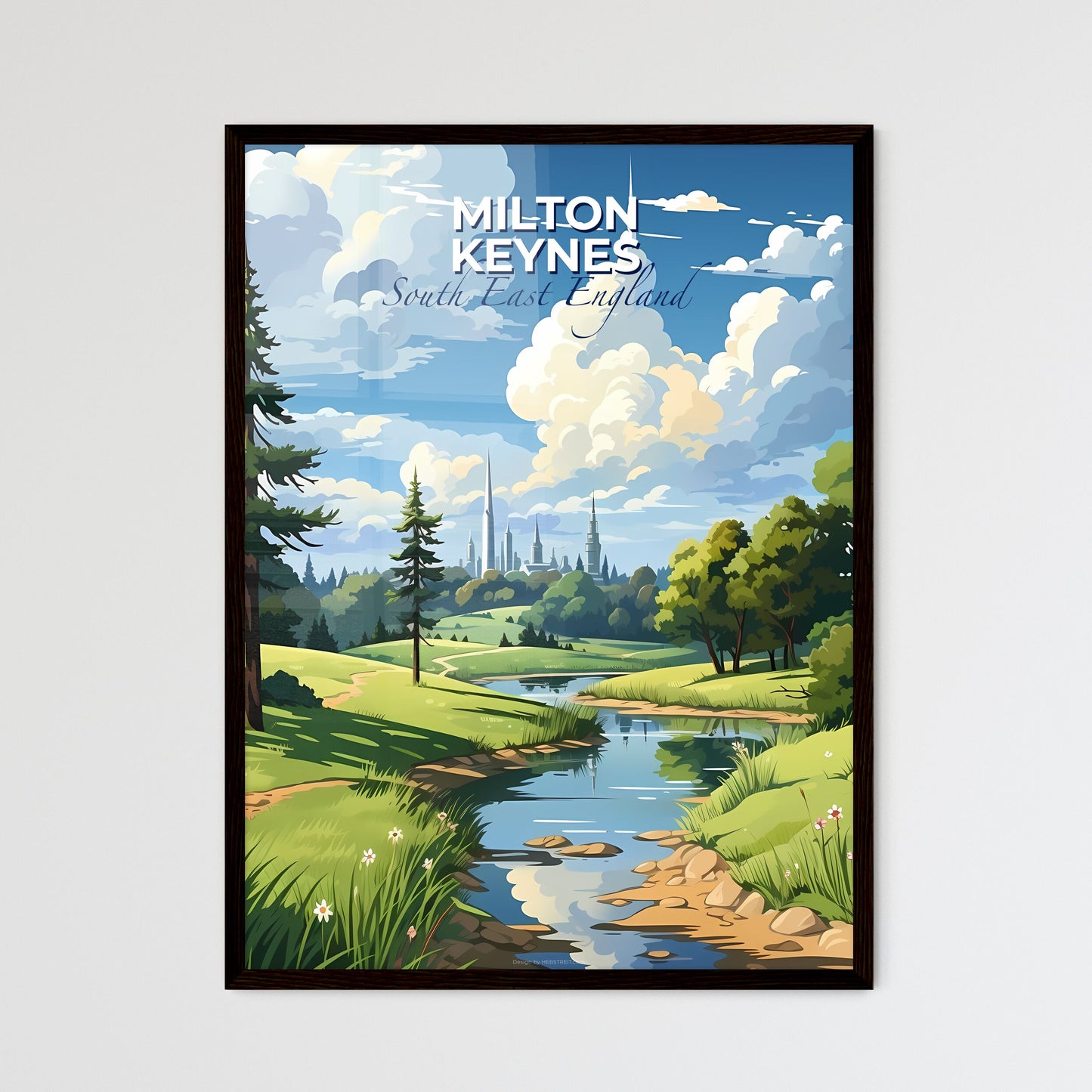 Milton Keynes, South East England, A Poster of a river running through a green field Default Title