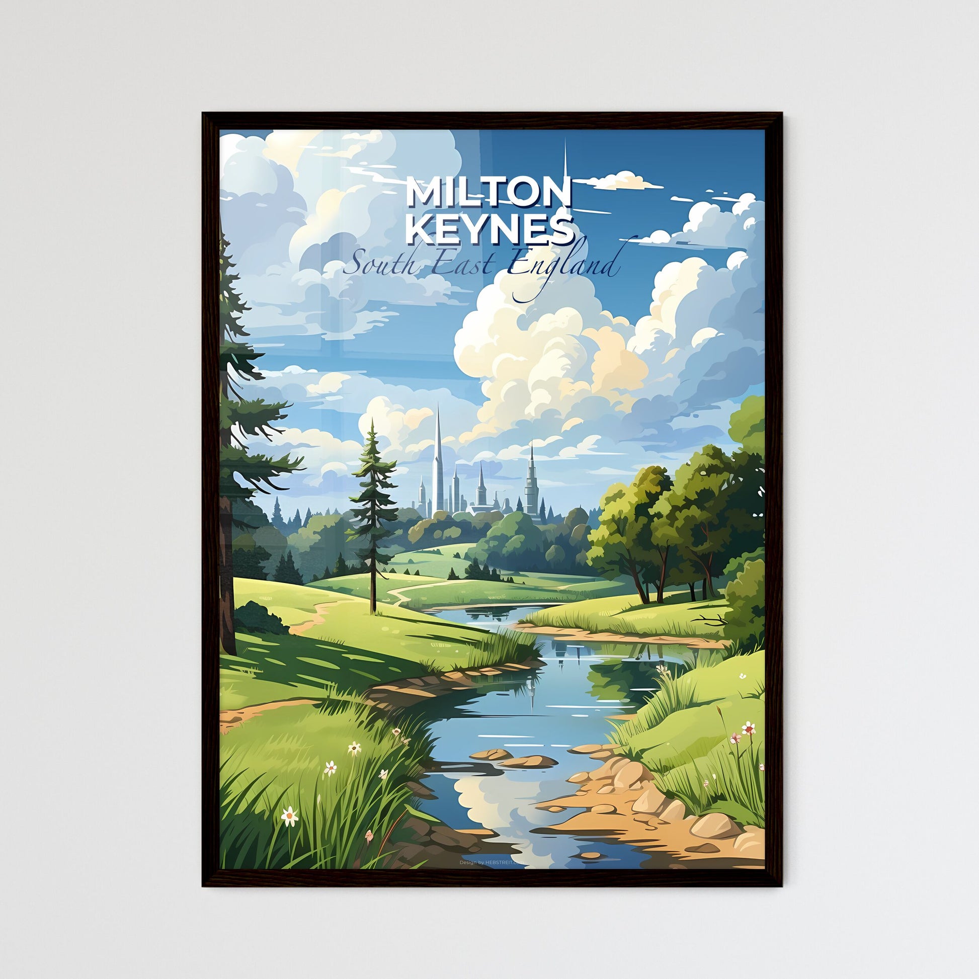 Milton Keynes, South East England, A Poster of a river running through a green field Default Title