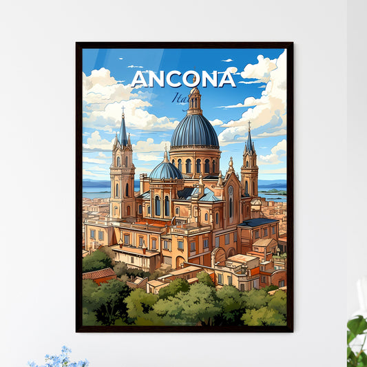 Ancona, Italy, A Poster of a large building with a dome and a blue roof Default Title