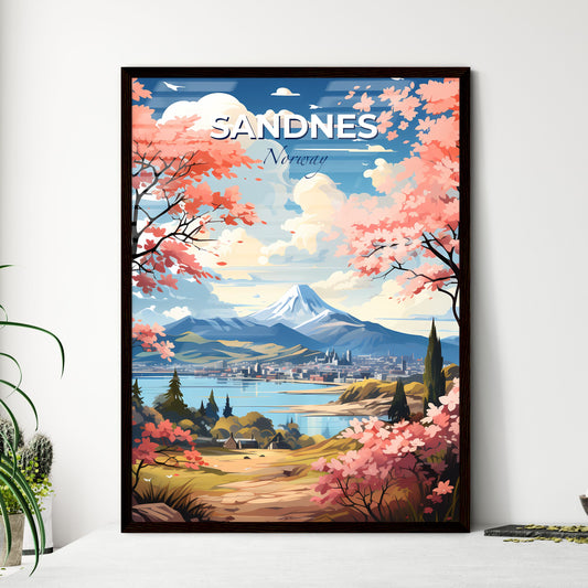 Sandnes, Norway, A Poster of a landscape with a city and a lake Default Title