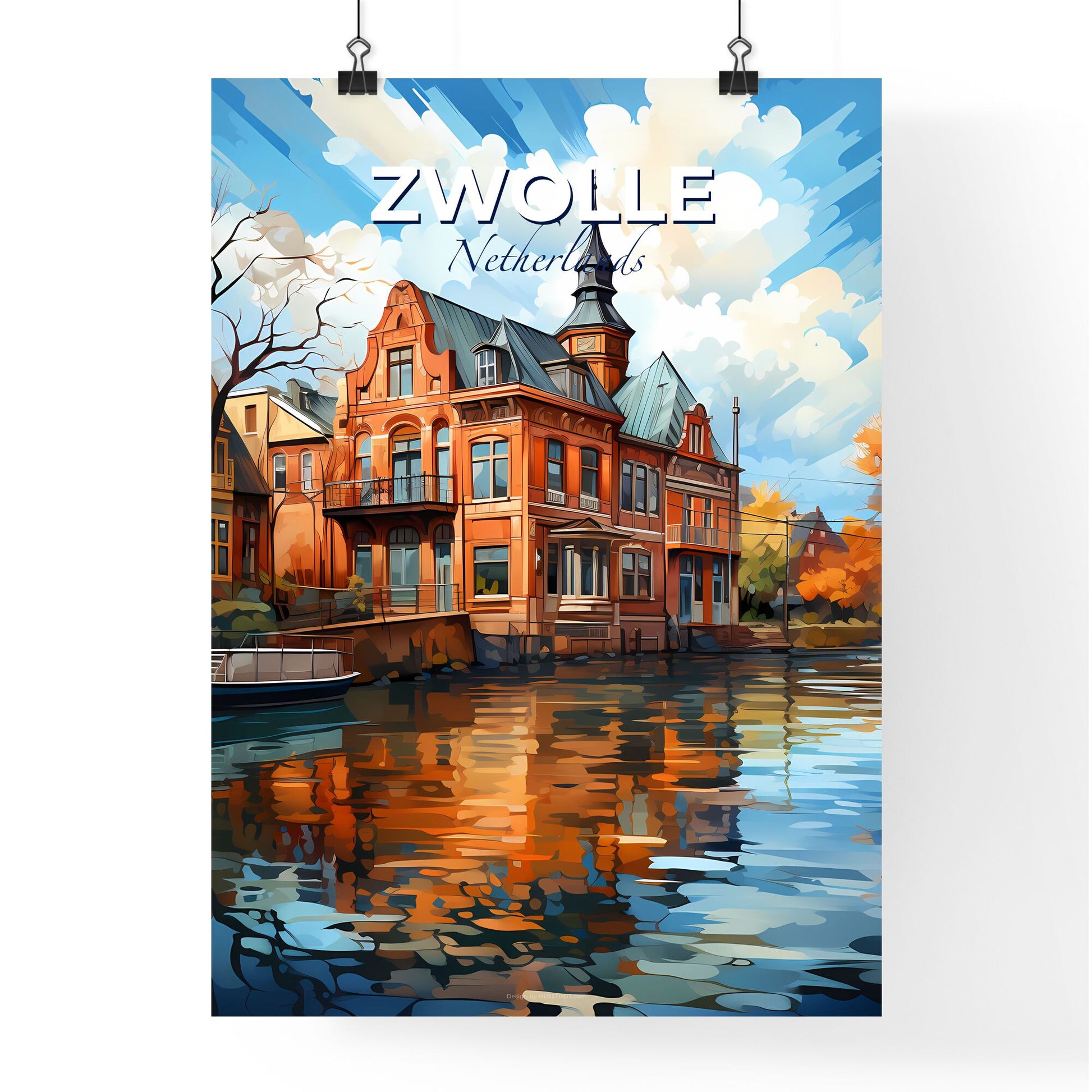 Zwolle, Netherlands, A Poster of a water next to a building Default Title