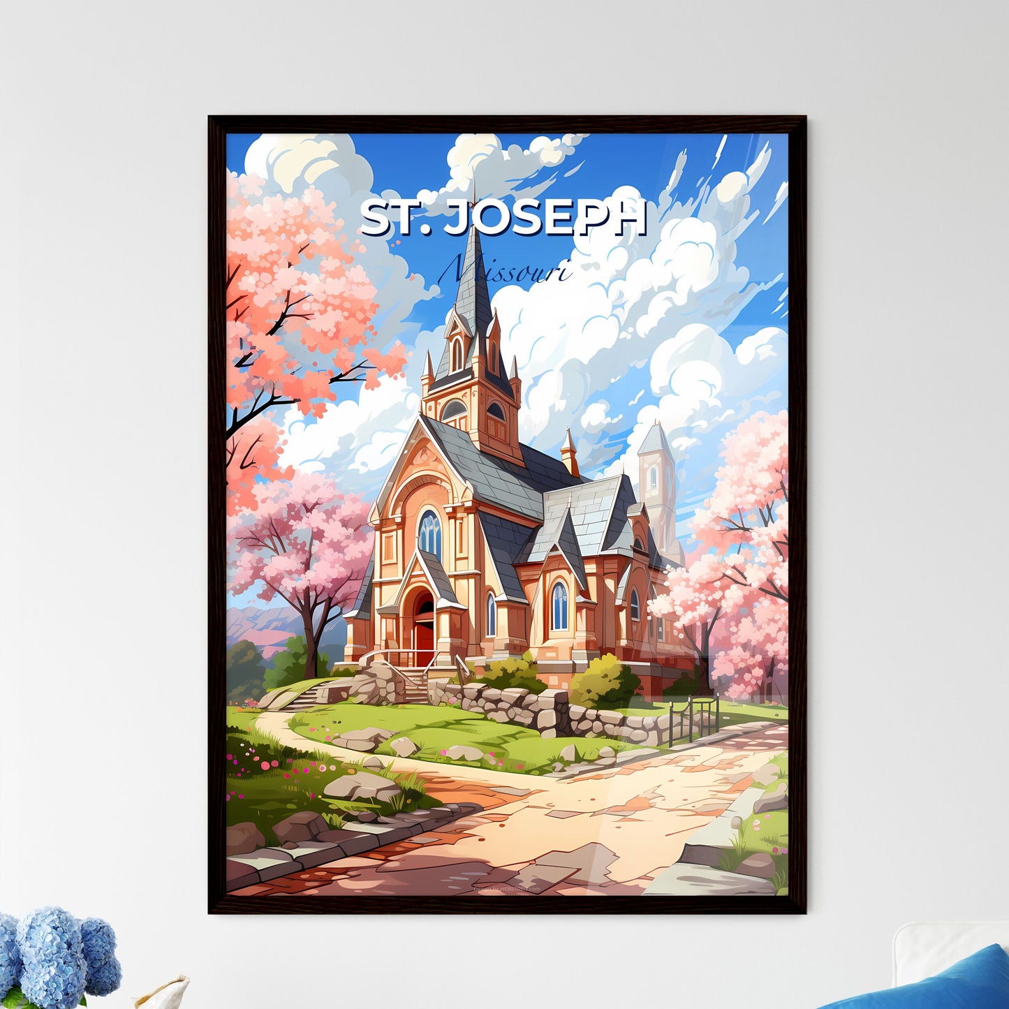 St. Joseph, Missouri, A Poster of a church with a steeple and trees in the background Default Title
