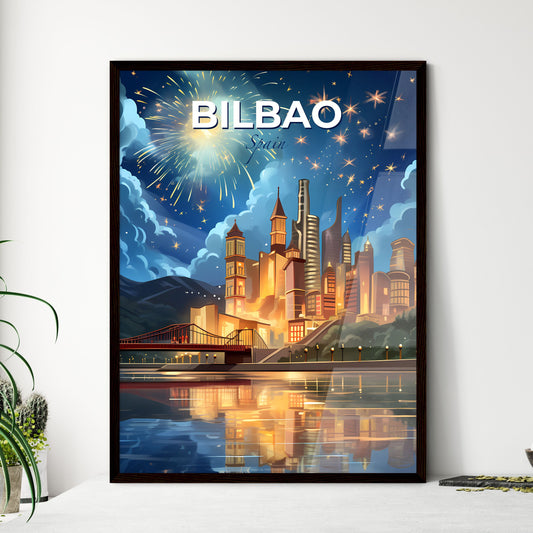 Bilbao, Spain, A Poster of a fireworks over a city Default Title