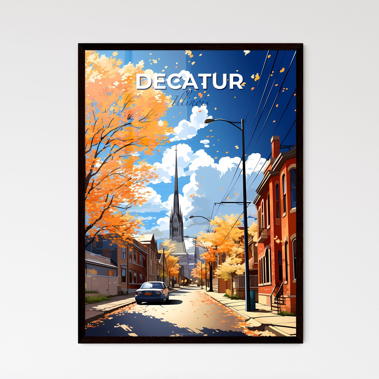 Decatur, Illinois, A Poster of a street with cars and trees and buildings Default Title