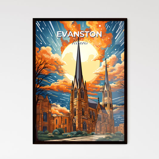 Evanston, Illinois, A Poster of a church with a large moon in the background Default Title