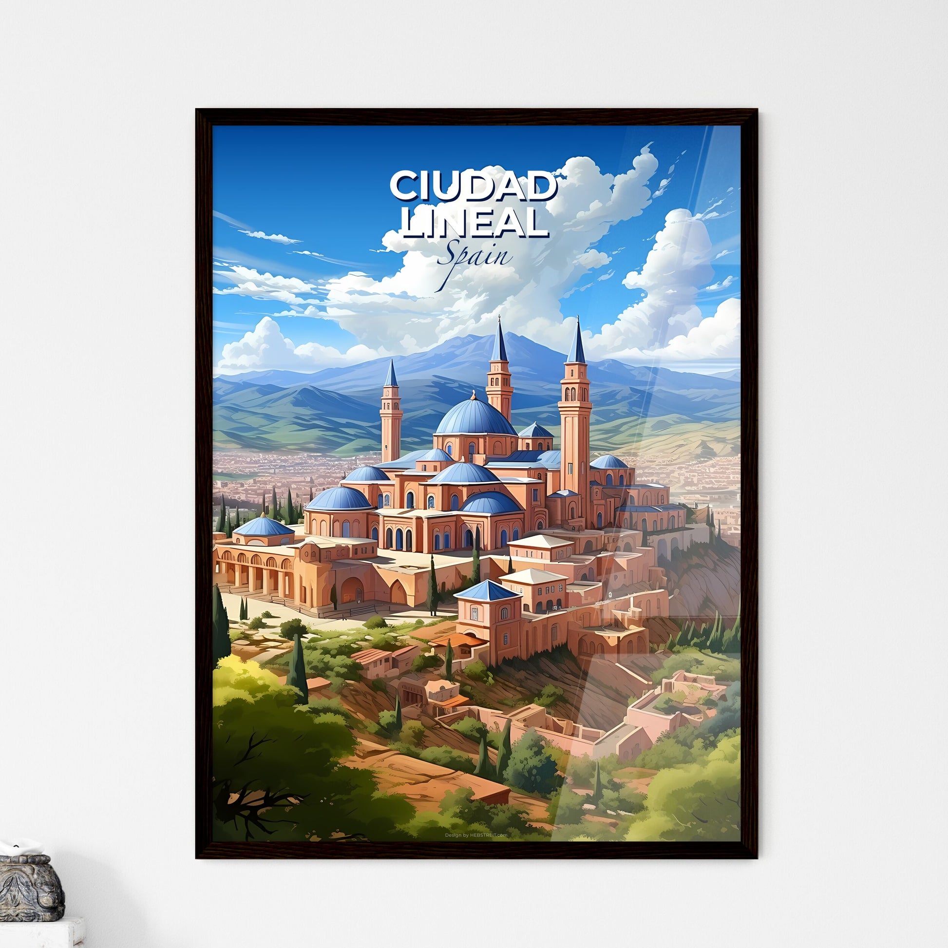 Ciudad Lineal, Spain, A Poster of a building with blue domes on a hill Default Title