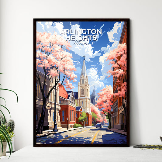 Arlington Heights, Illinois, A Poster of a street with trees and a church Default Title