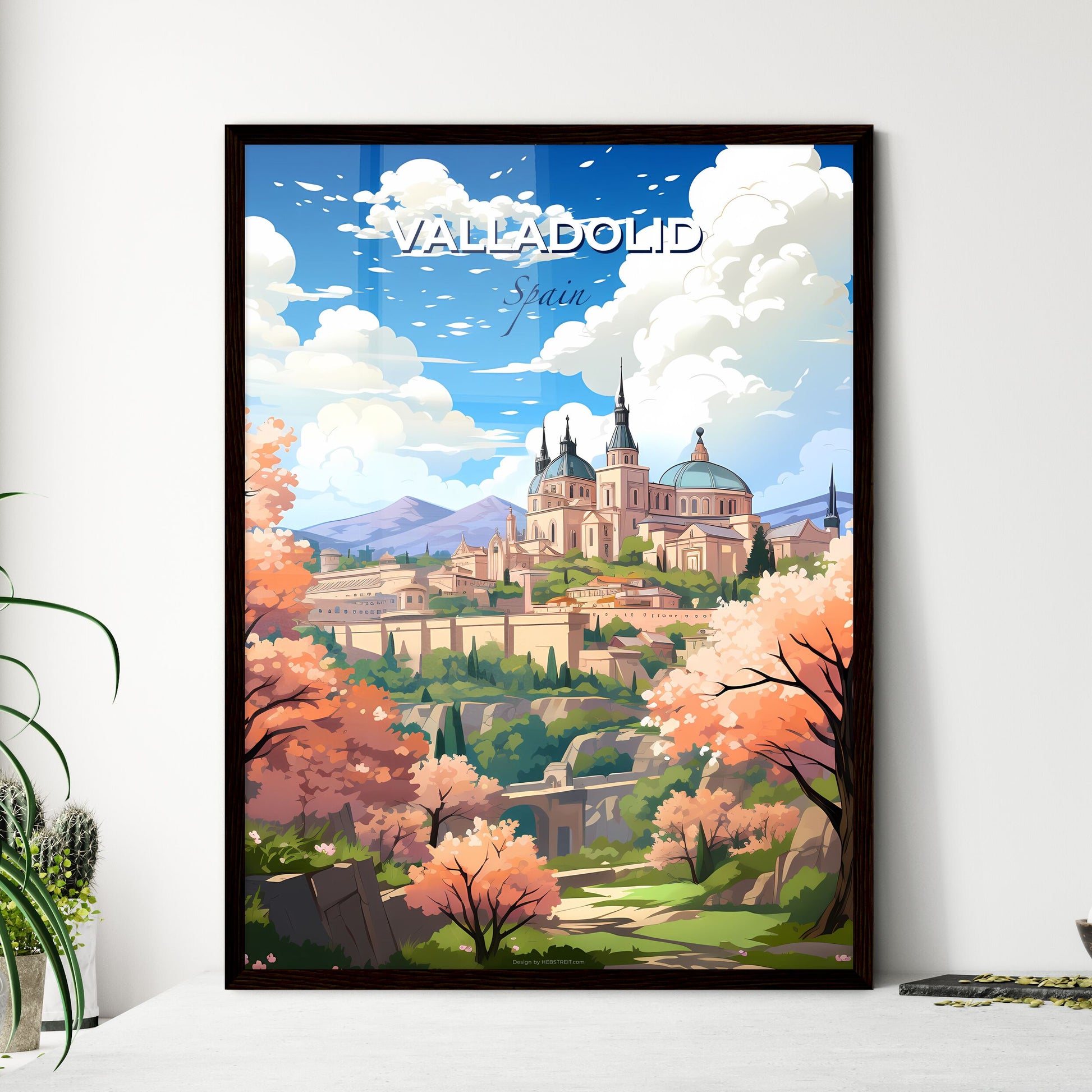 Valladolid, Spain, A Poster of a landscape with a castle and trees Default Title