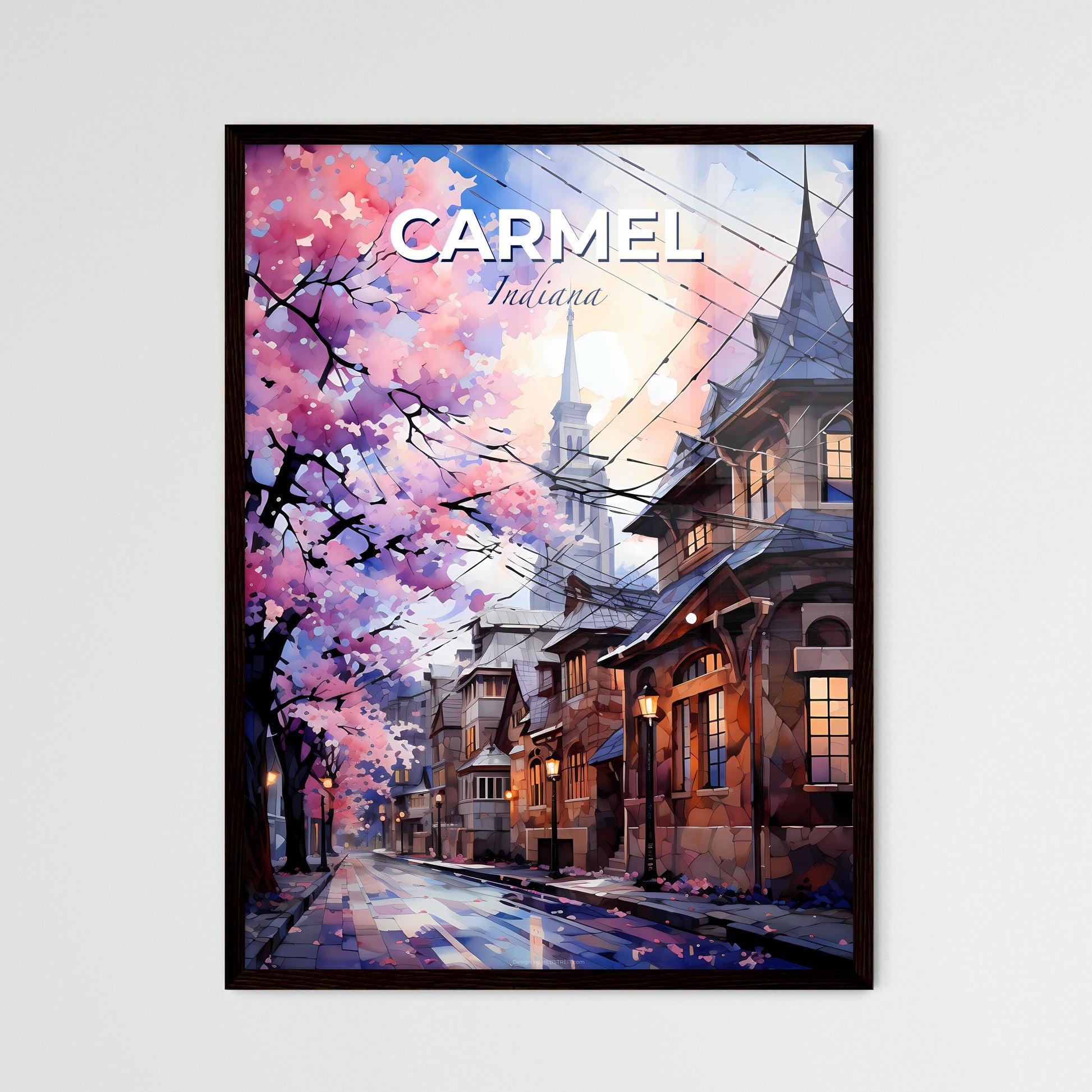 Carmel, Indiana, A Poster of a street with trees and buildings Default Title