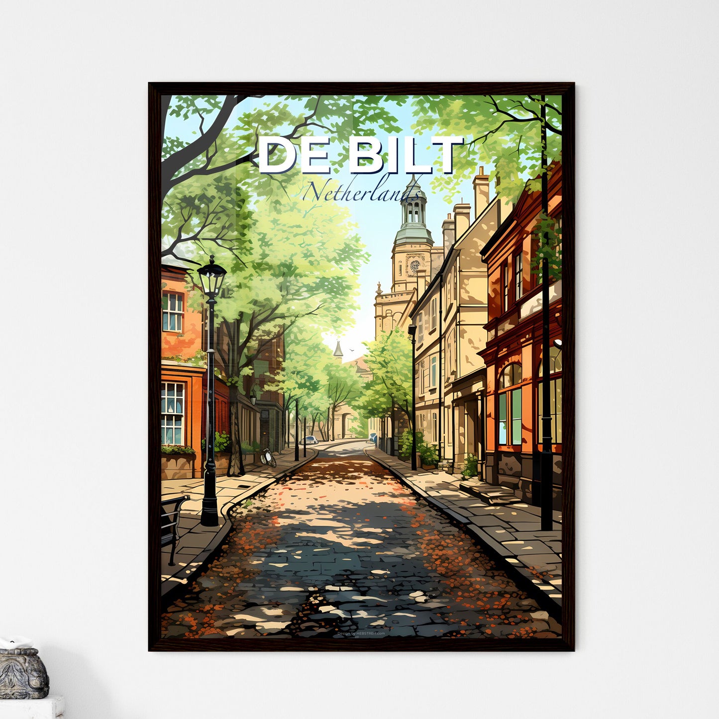 De Bilt, Netherlands, A Poster of a street with buildings and trees Default Title
