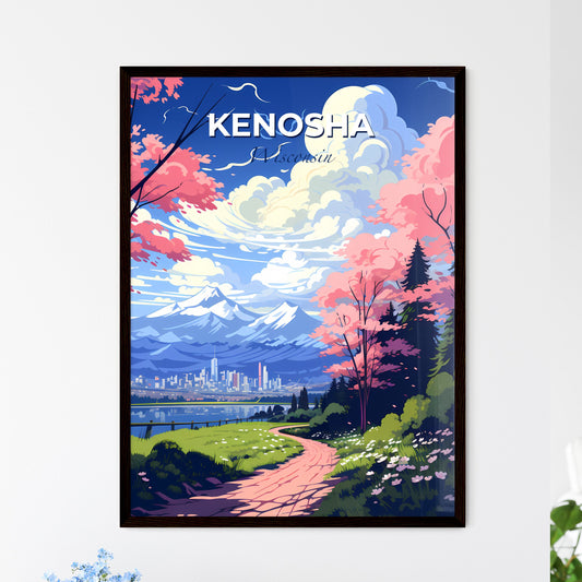 Kenosha, Wisconsin, A Poster of a landscape with a path and trees and a city in the background Default Title