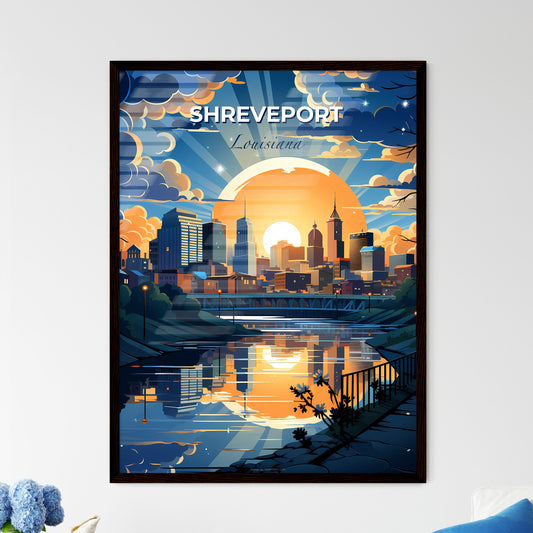 Shreveport, Louisiana, A Poster of a cityscape with a bridge and a river Default Title