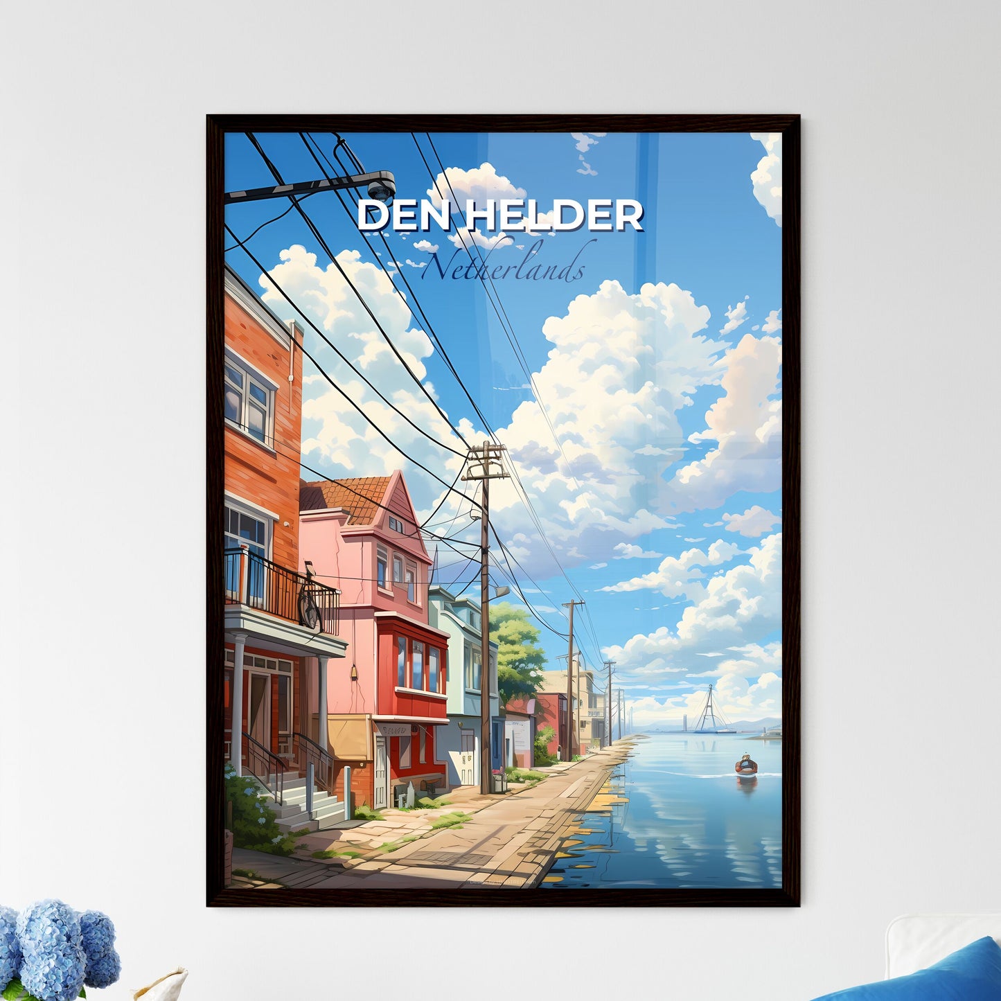 Den Helder, Netherlands, A Poster of a row of houses on a river Default Title