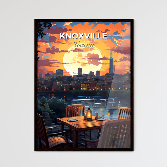 Knoxville, Tennessee, A Poster of a table and chairs with a sunset over the water Default Title
