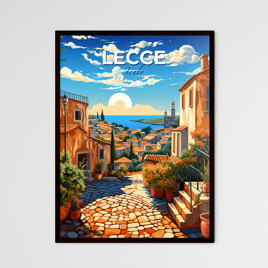 Lecce, Italy, A Poster of a painting of a town with a view of the sea and a sunny day Default Title