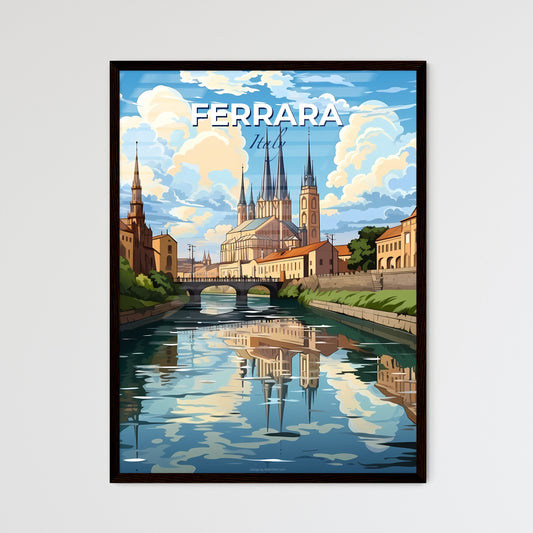 Ferrara, Italy, A Poster of a river with a bridge and a castle Default Title