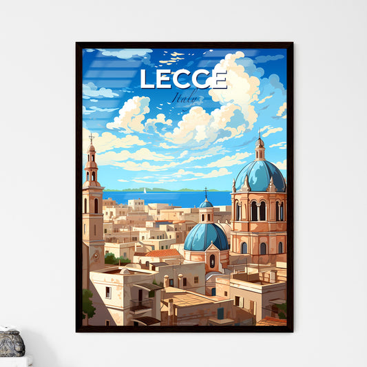 Lecce, Italy, A Poster of a city with a blue dome and towers Default Title