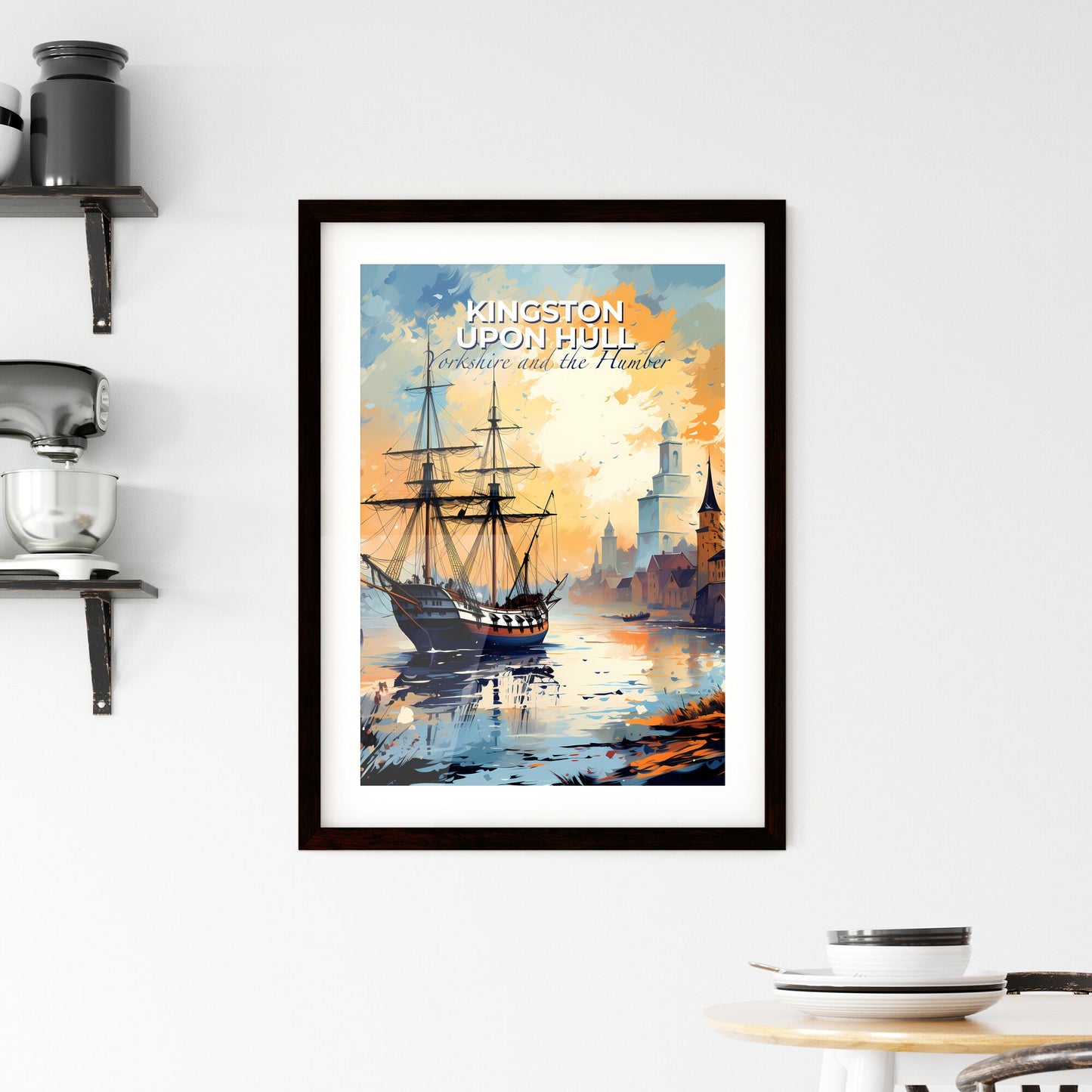 Kingston Upon Hull, Yorkshire and the Humber, A Poster of a painting of a ship in a river Default Title