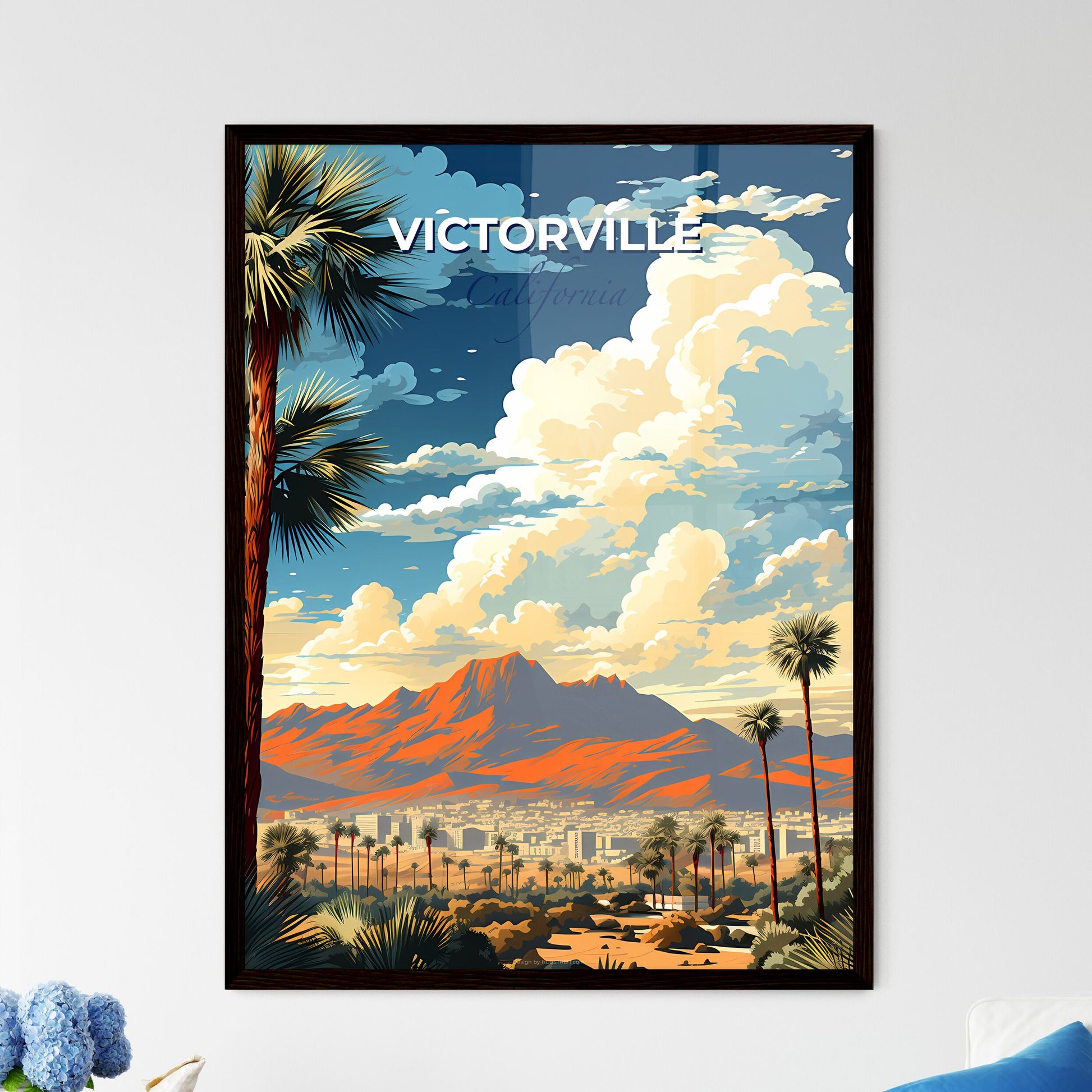 Victorville, California, A Poster of a palm trees and mountains Default Title