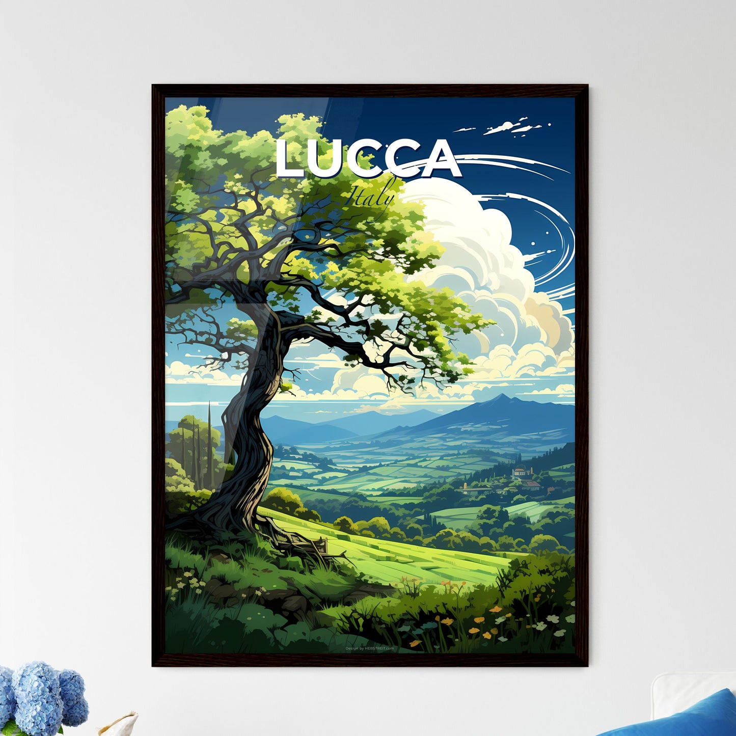 Lucca, Italy, A Poster of a tree on a hill Default Title