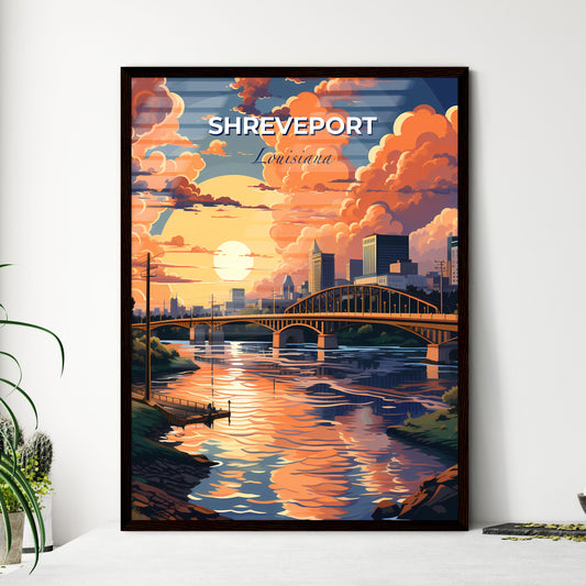 Shreveport, Louisiana, A Poster of a bridge over a river with a city in the background Default Title