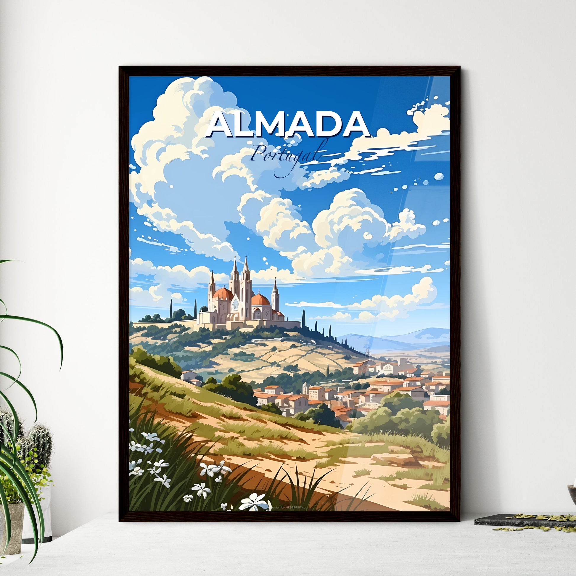 Almada, Portugal, A Poster of a castle on a hill with a city in the background Default Title