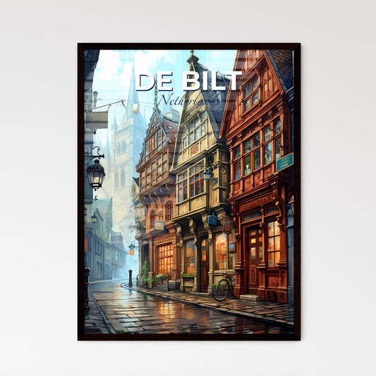 De Bilt, Netherlands, A Poster of a street with buildings and a bicycle Default Title