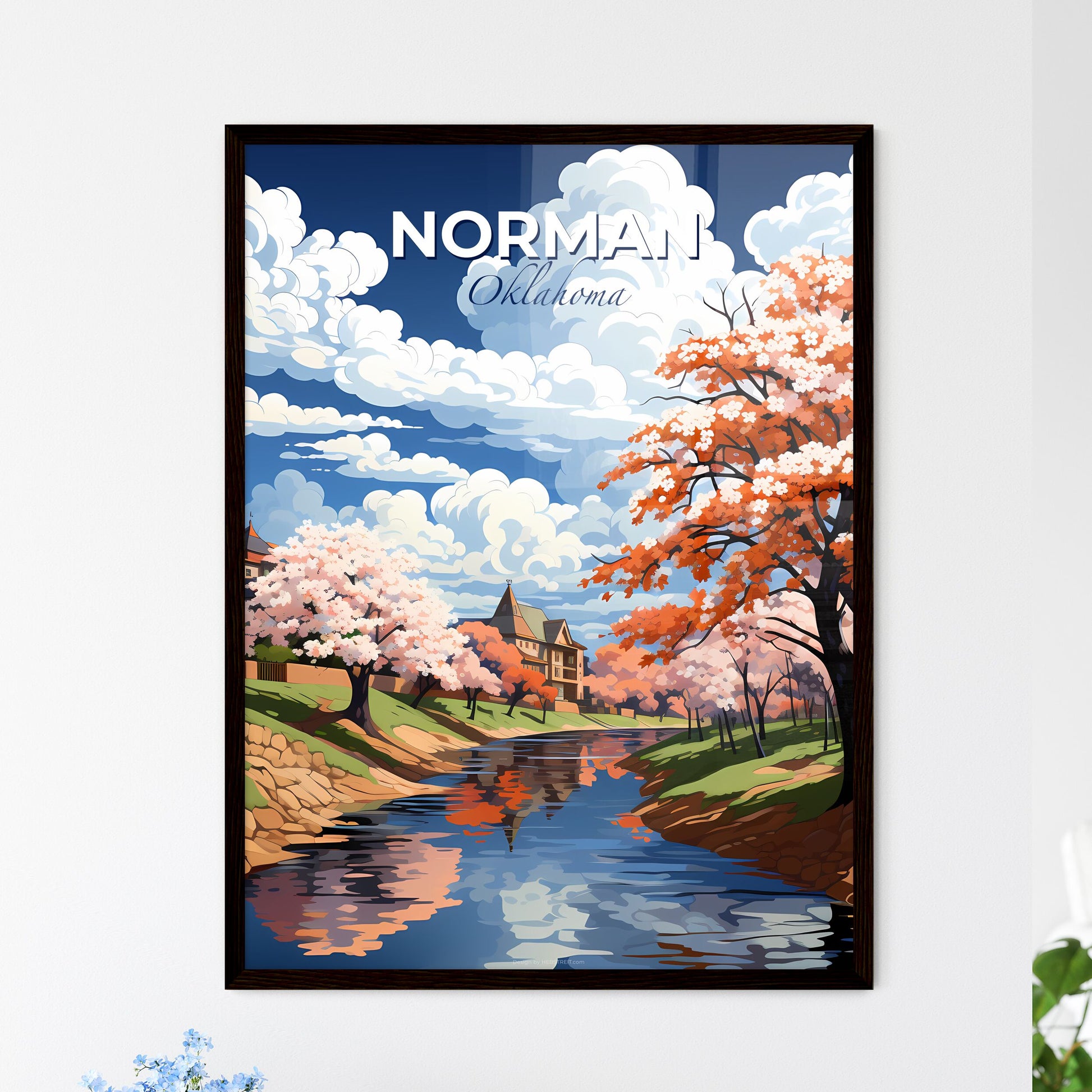 Norman, Oklahoma, A Poster of a river running through a village Default Title
