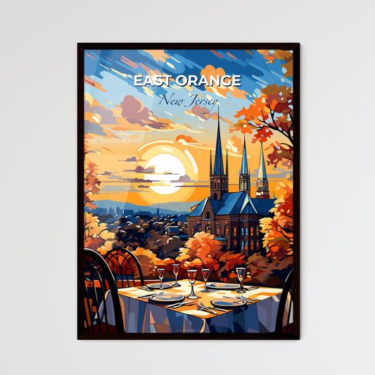 East Orange, New Jersey, A Poster of a table with a church and trees in the background Default Title