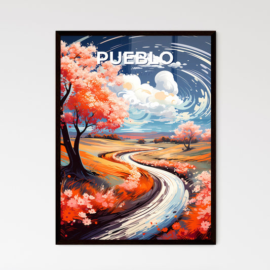 Pueblo, Colorado, A Poster of a painting of a winding road through a field with pink flowers Default Title