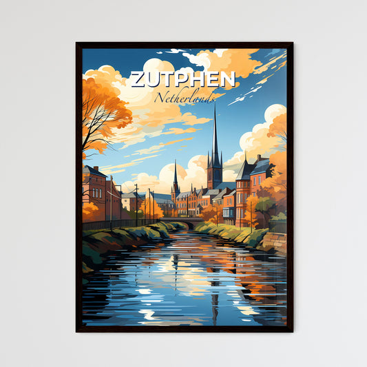 Zutphen, Netherlands, A Poster of a river with trees and buildings in the background Default Title