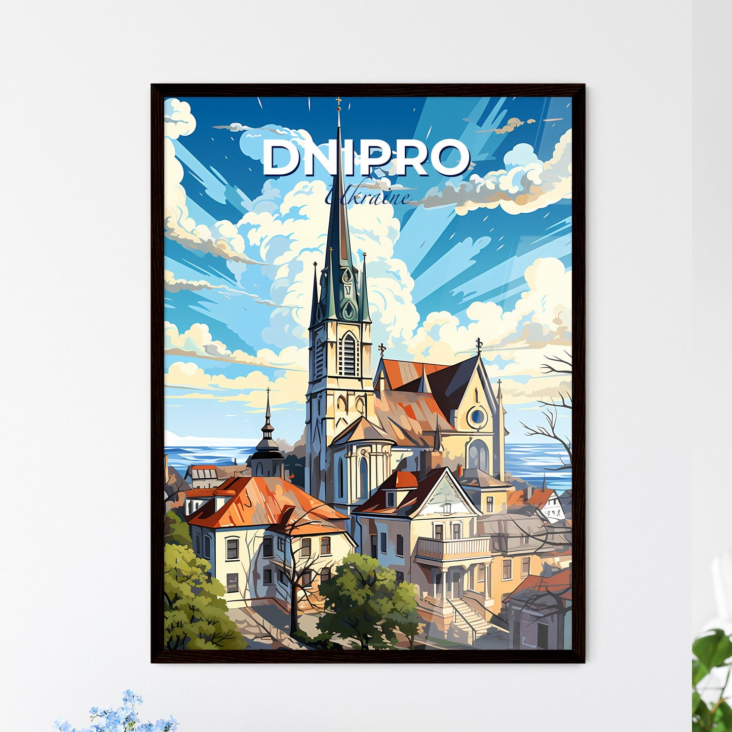 Dnipro, Ukraine, A Poster of a church in a town Default Title