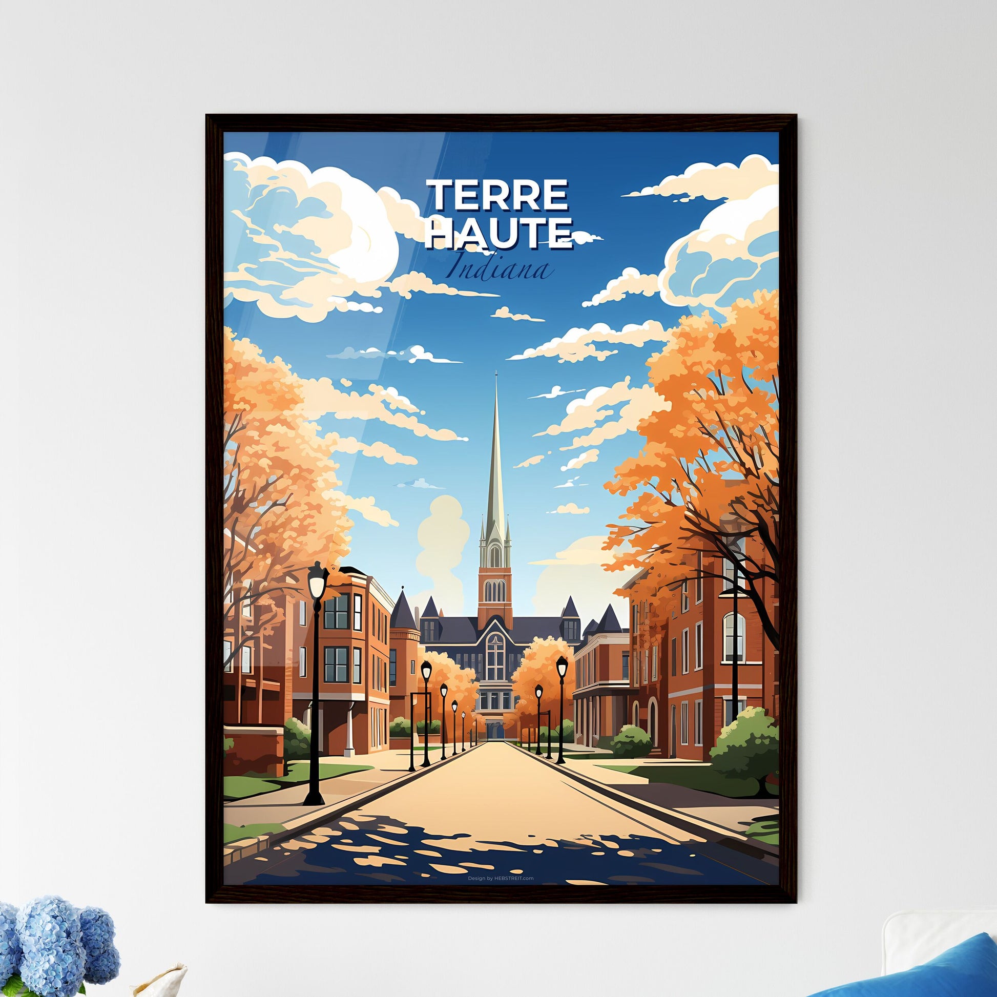 Terre Haute, Indiana, A Poster of a street with trees and a church Default Title