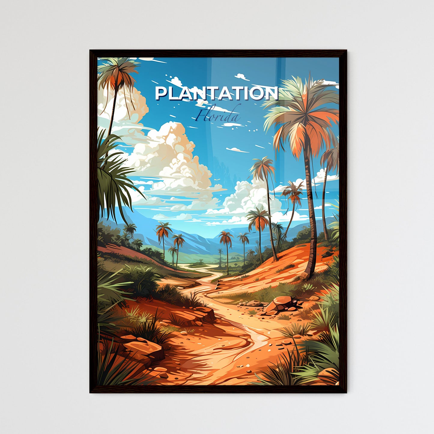 Plantation, Florida, A Poster of a dirt road through a desert with palm trees Default Title