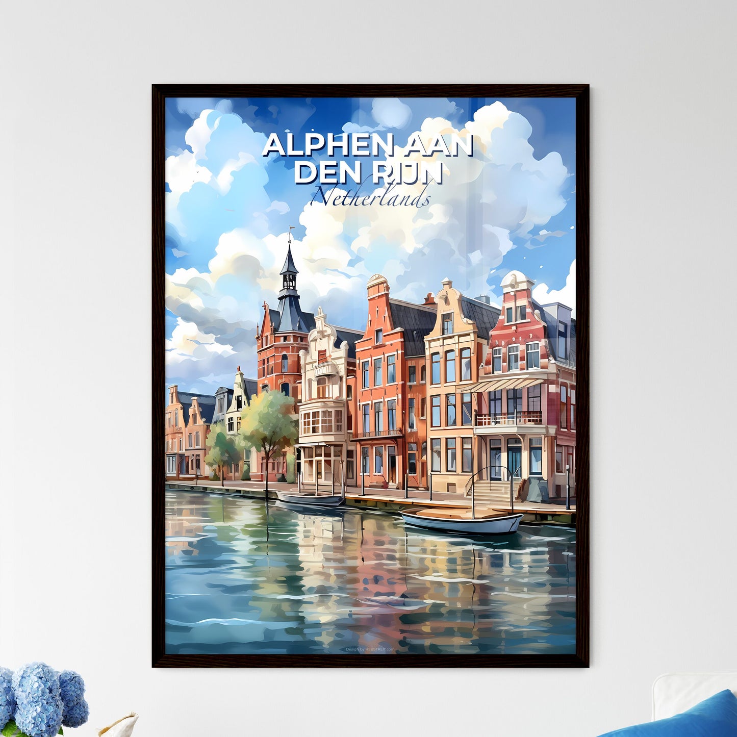 Alphen Aan Den Rijn, Netherlands, A Poster of a row of buildings next to a body of water Default Title