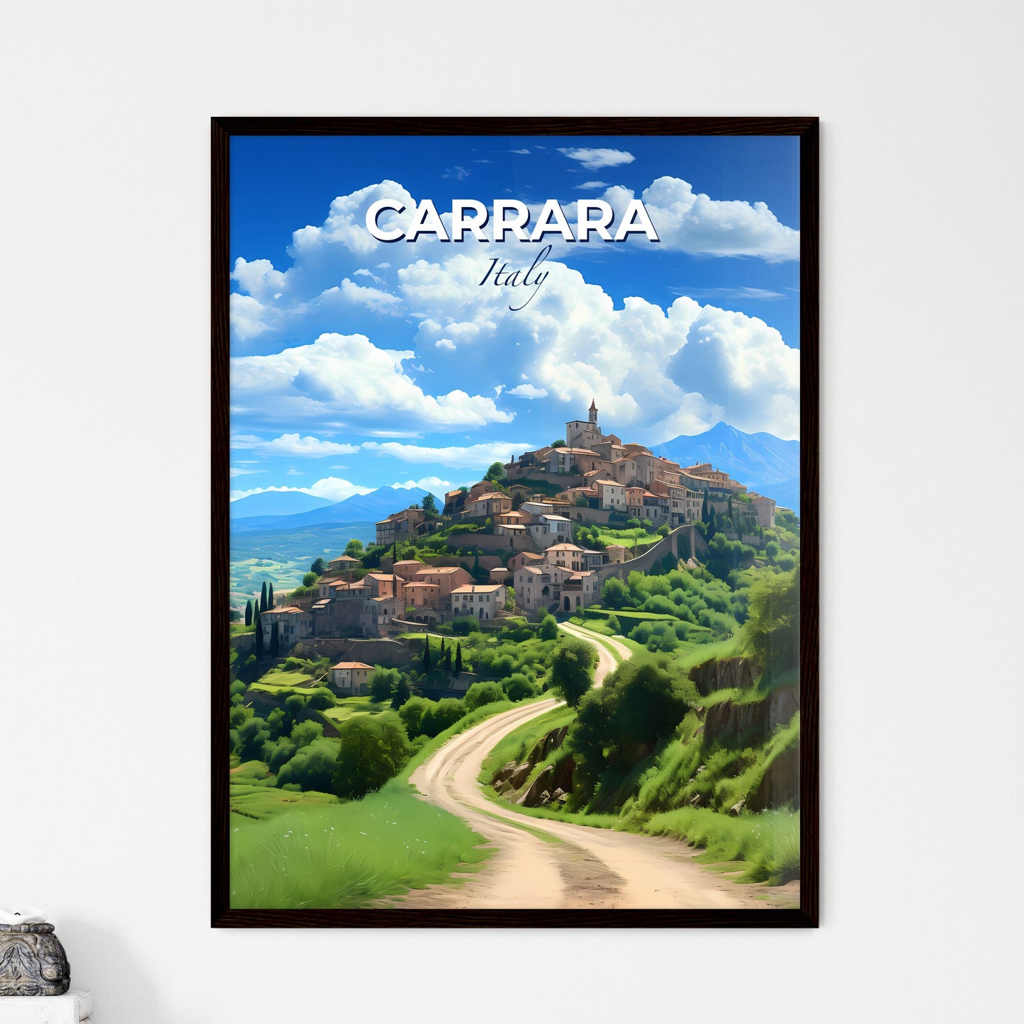 Carrara, Italy, A Poster of a town on a hill Default Title