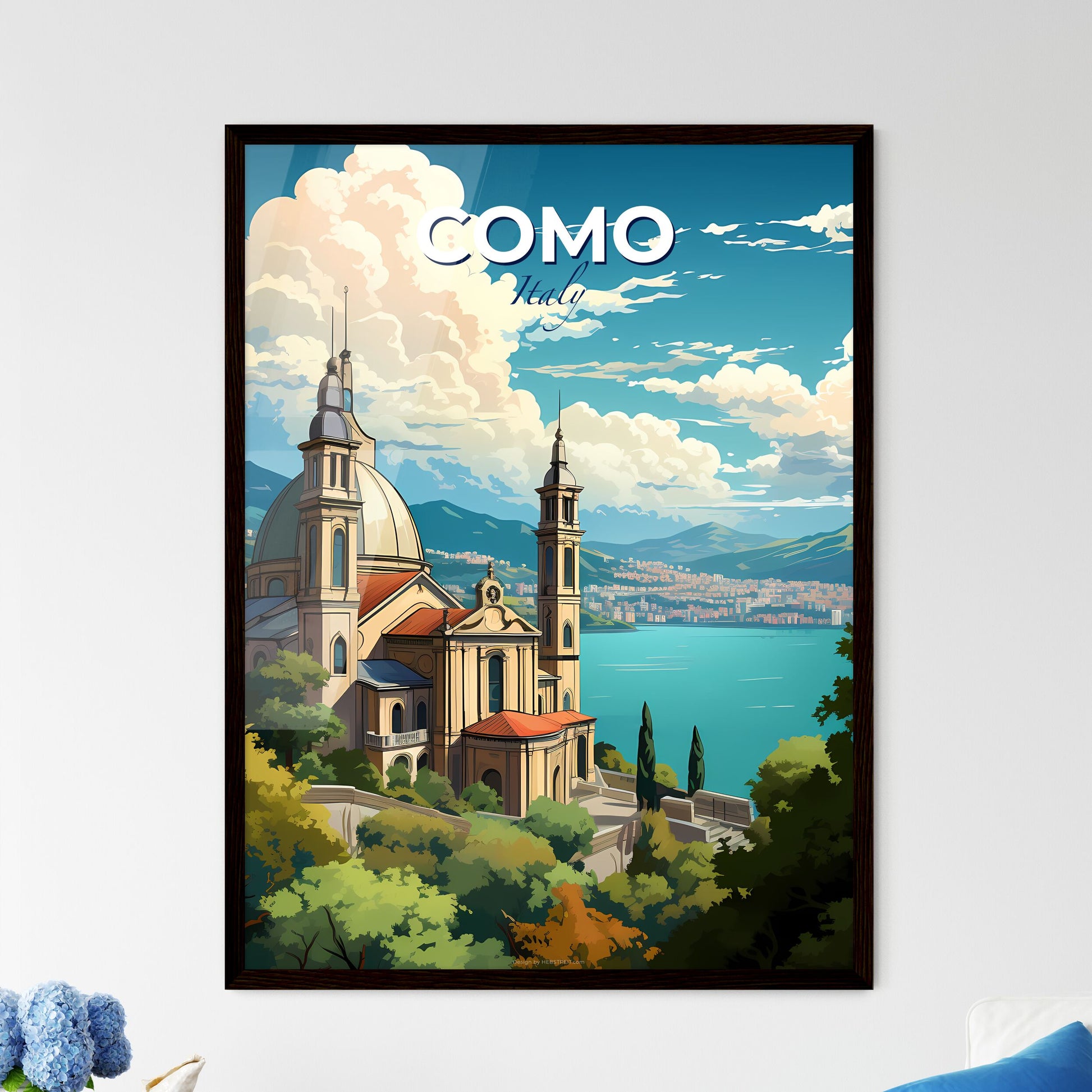 Como, Italy, A Poster of a building with a dome and a body of water Default Title