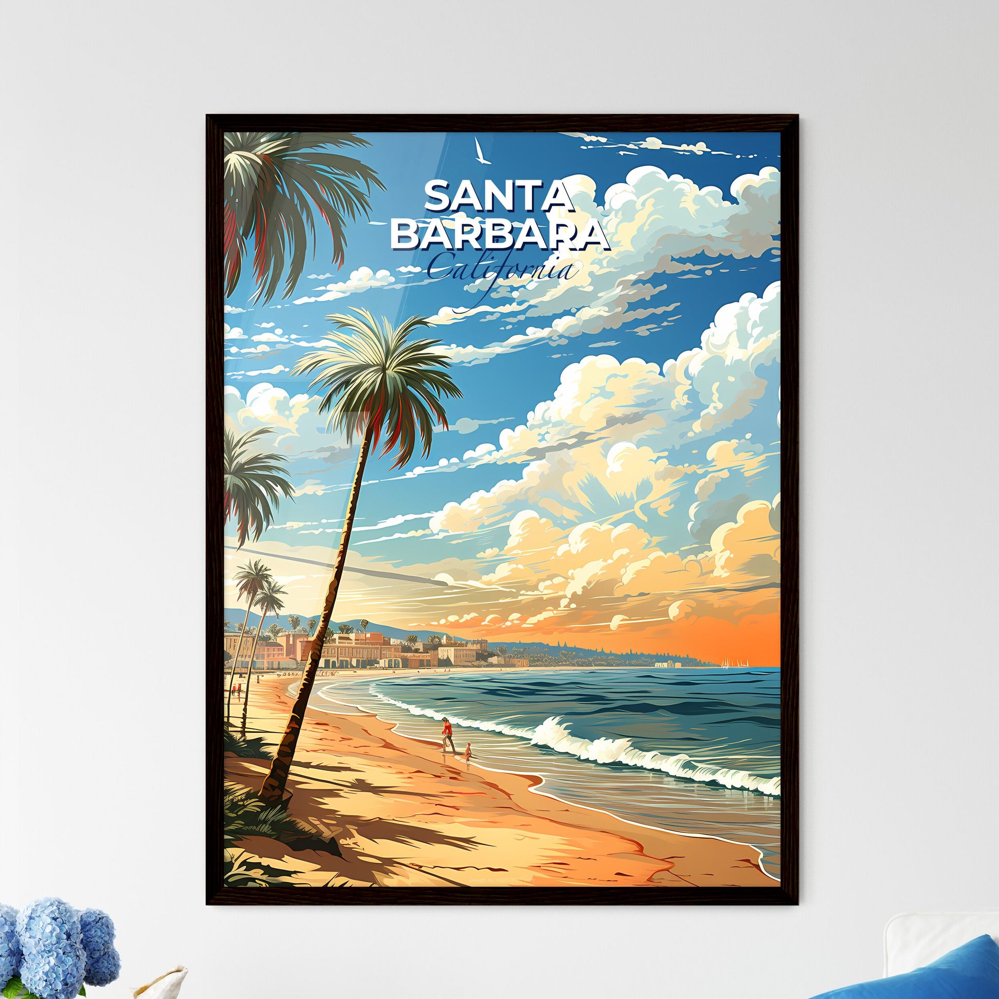 Santa Barbara, California, A Poster of a beach with palm trees and a body of water Default Title