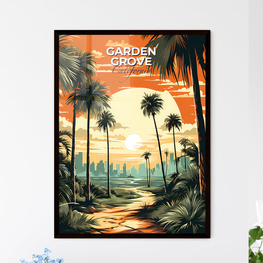 Garden Grove, California, A Poster of a palm trees and a city in the background Default Title