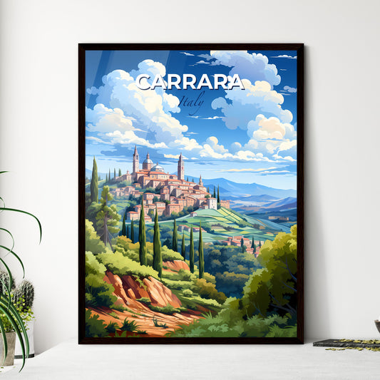 Carrara, Italy, A Poster of a landscape of a town on a hill Default Title
