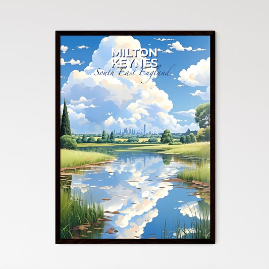 Milton Keynes, South East England, A Poster of a river with grass and trees and a city in the background Default Title