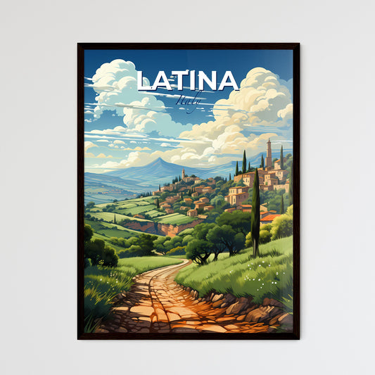 Latina, Italy, A Poster of a landscape with a road and trees and buildings Default Title