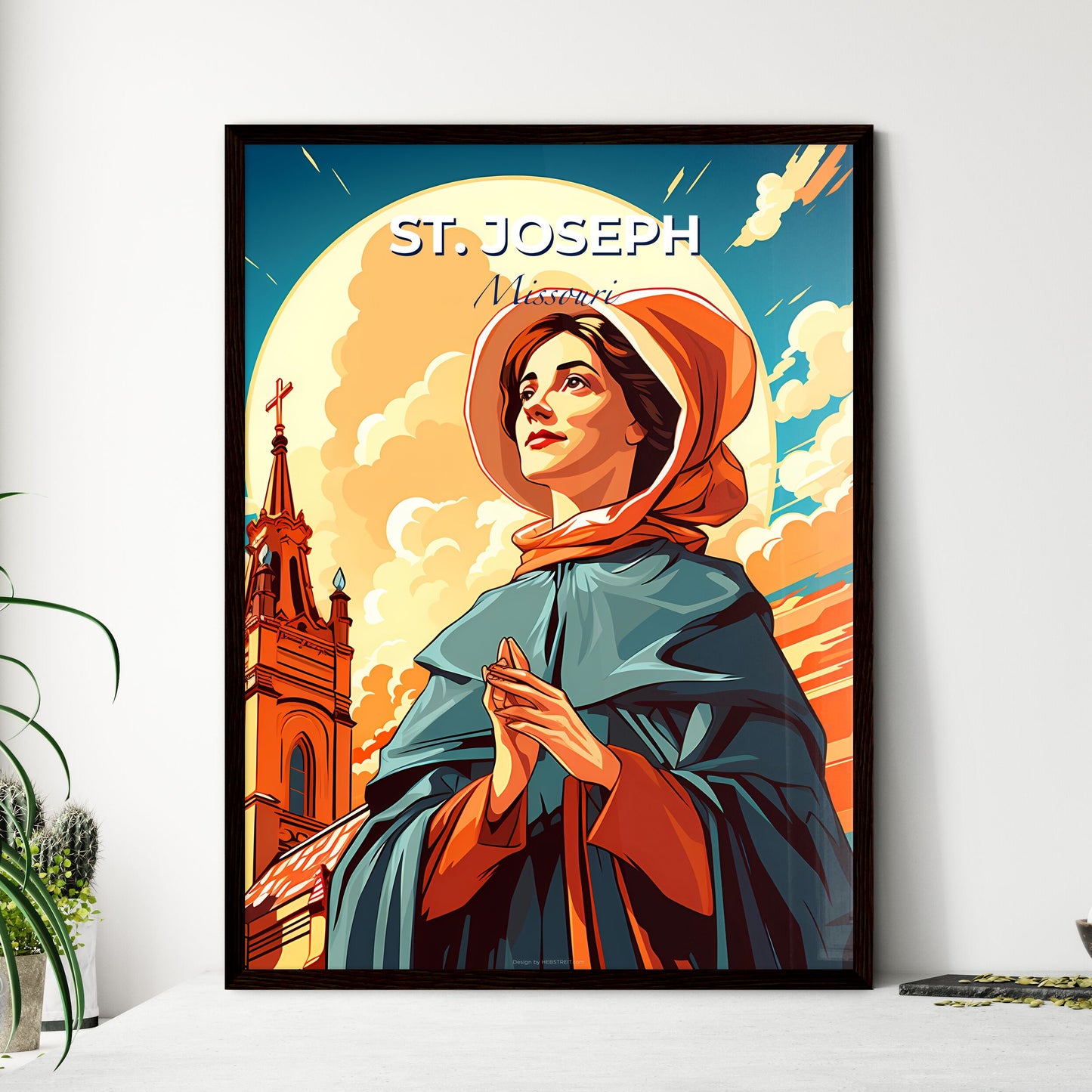St. Joseph, Missouri, A Poster of a woman in a robe and hat with hands together in front of a church Default Title
