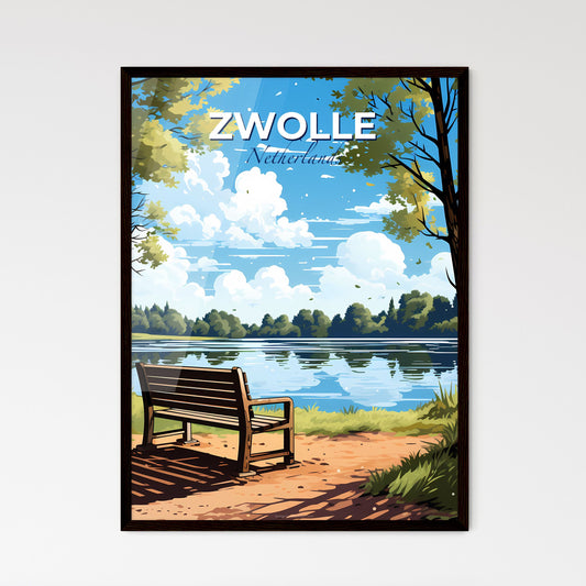 Zwolle, Netherlands, A Poster of a bench overlooking a lake Default Title