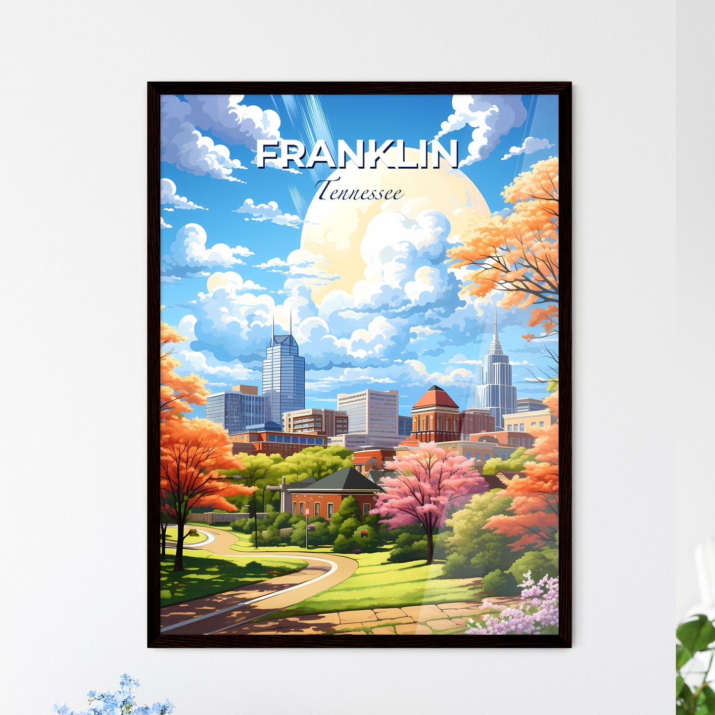 Franklin, Tennessee, A Poster of a city landscape with trees and buildings Default Title
