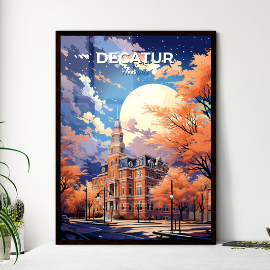 Decatur, Illinois, A Poster of a large building with trees and a moon Default Title